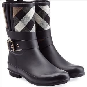Burberry Holloway Rain Boots Nova Check Plaid
